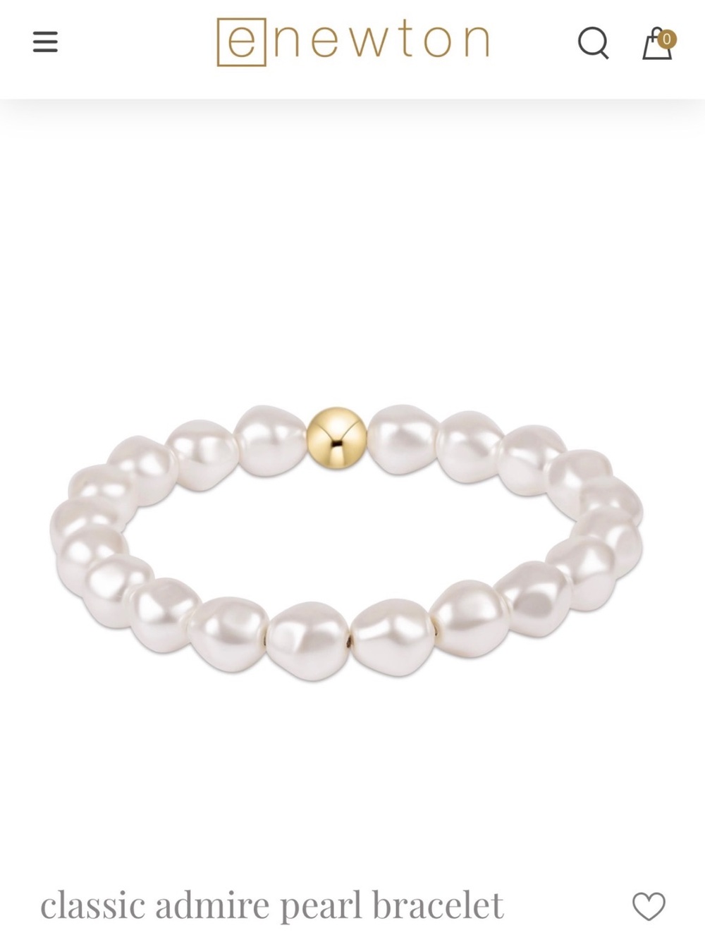 eNewton Classic White Pearl Stretch Bracelet with Gold Accent